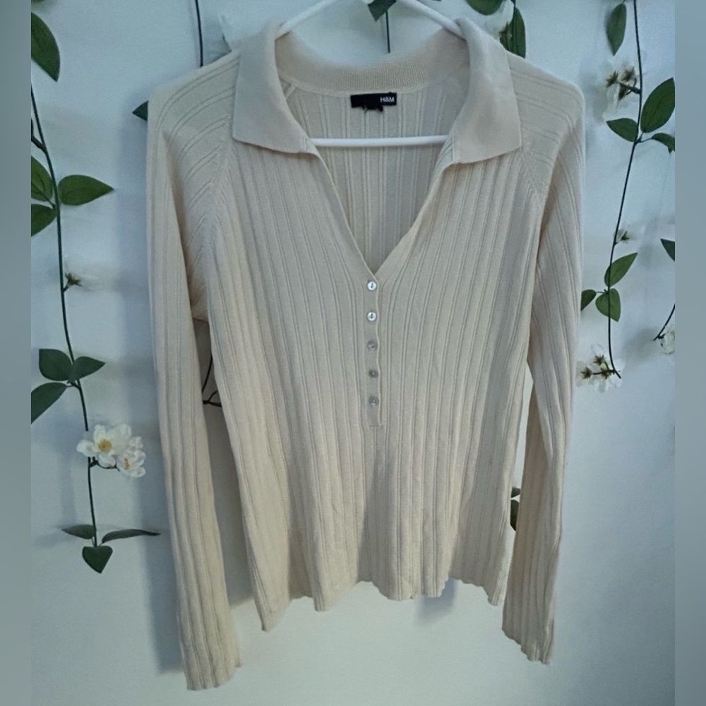 H&M v-neck ribbed long sleeve top